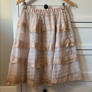 Chic Gold and Cream A-Line Skirt